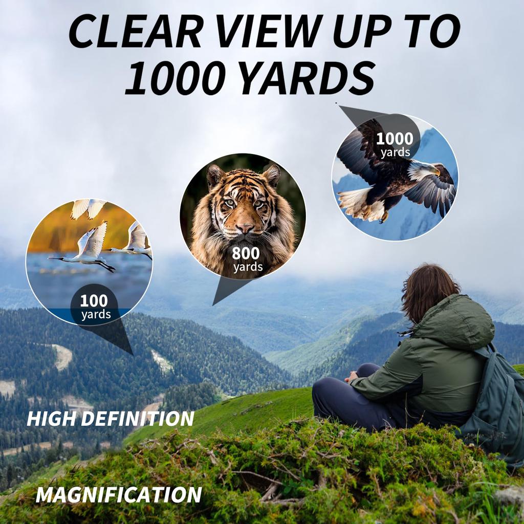 10x50 BAK4 Prism Binoculars FMC Coated Long Range IPX4 Waterproof Telescope Lightweight Portable Ideal for Camping Hiking
