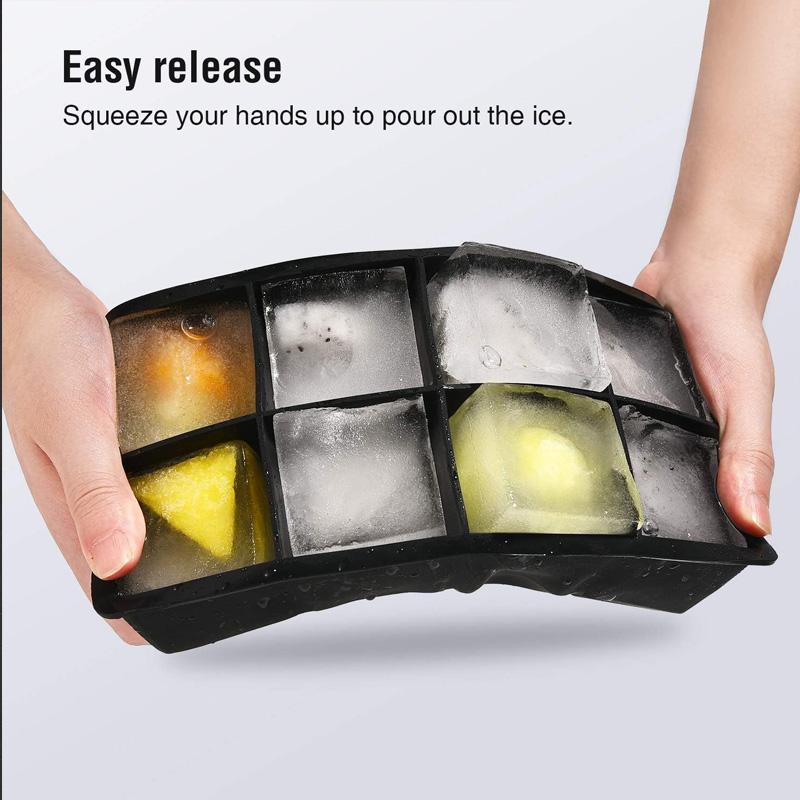 New 15 Grids Silicone Ice Cube Molds Big Square Ice Molds Reusable Whiskey Ice Cube Molds Cocktail Freezer DIY Homemade Barware