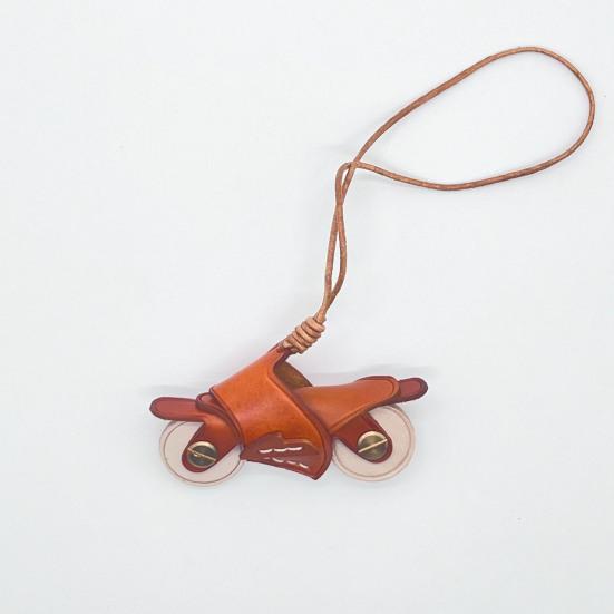 Motorcycle Bag Pendant Faux Leather Mini Motorcycle Backpack Charm Handmade Decorative Keychain Charm Gift