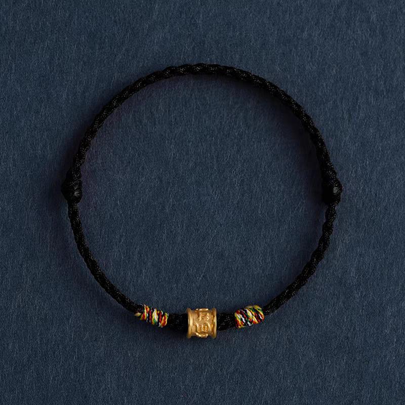 Pure Gold 999 Zodiac Red String Bracelet with Luck Beads for Baby's Full Moon or New Year