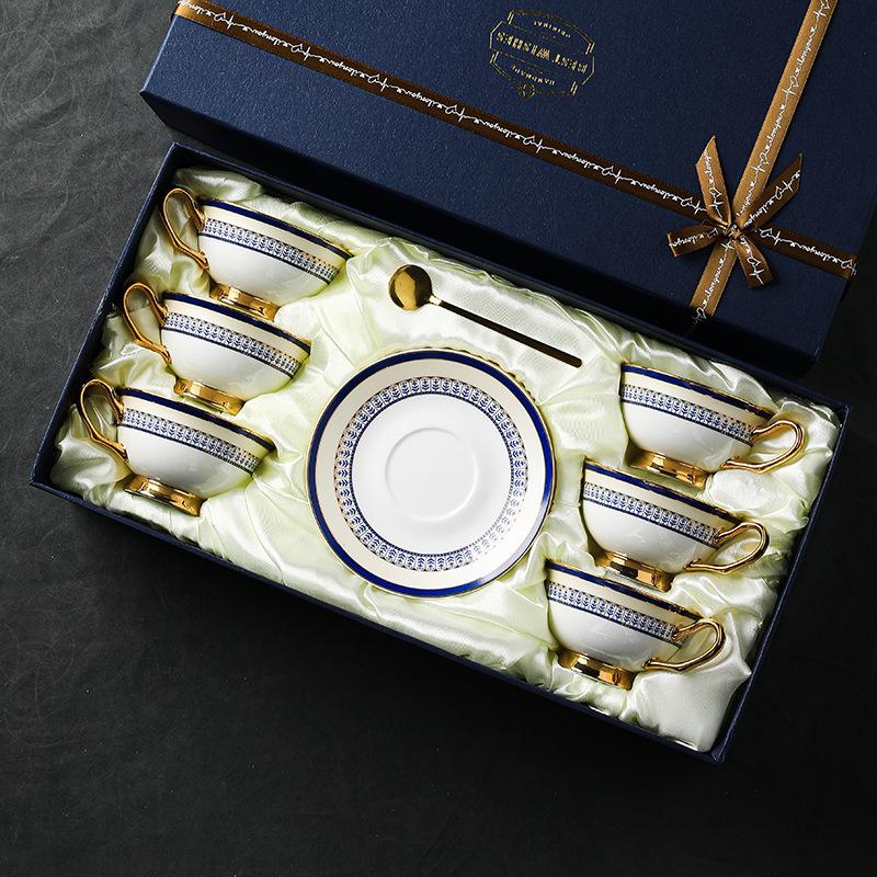 Keramik Kaffeetassen Tassen Untertassen Damen Exquisites Europäisches Design High-End Set Geschenkbox Tassen Britischer leichter Luxus Nachmittagstee Set