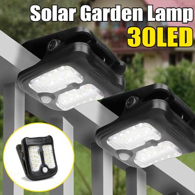 30 LED Solar Jardim Luzes Externas Luz de Clipe Impermeável Sensor de Movimento Lâmpada de Acampamento Recarregável para Paisagem Decoração de Parede Externa