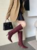 2025 new high-heeled pointed side zipper high women's boots