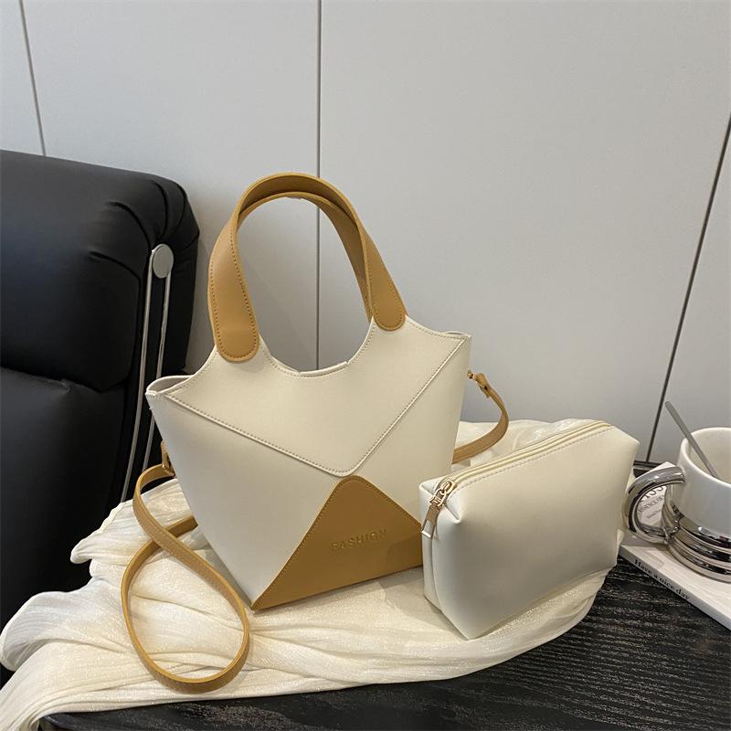 

Summer new splicing design casual versatile commuter portable shoulder crossbody bucket bag premium child and mother bag хакі