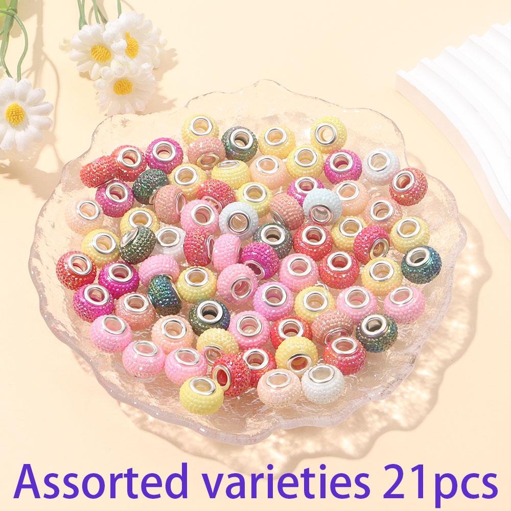 7/14/21pcs Resin Material European Large Hole Spaced Beads Large Hole Beads Decorative Beads and Beads DIY European Accessories Bracelet Necklace
