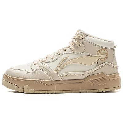 Li Ning Common 80s Mid Fleece Retro Moda Versátil Duradero Ligero Zapatillas de Skate de Caña Alta Mujer zapatilla Marrón AGCV408-2