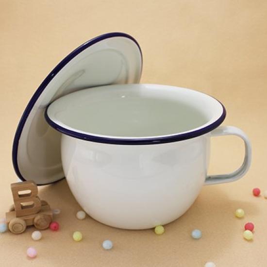 Enamel Potty and Potty Cover Chamber Potty set20cmEnamel Pot Cover Off-white