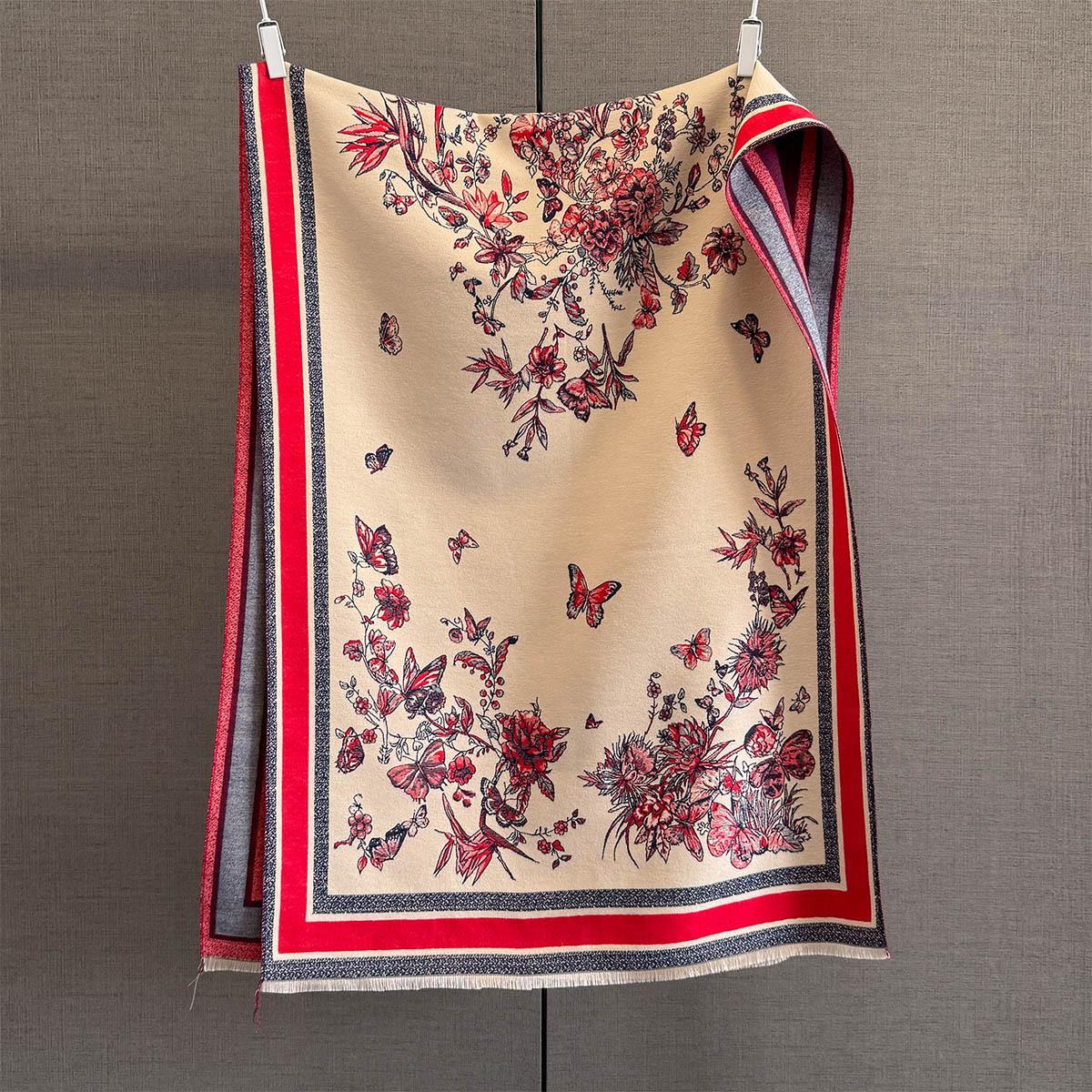 

Autumn new retro imitation cashmere butterfly jacquard shawl women s high-end fashion outer coat decorative scarf 185*65cm
