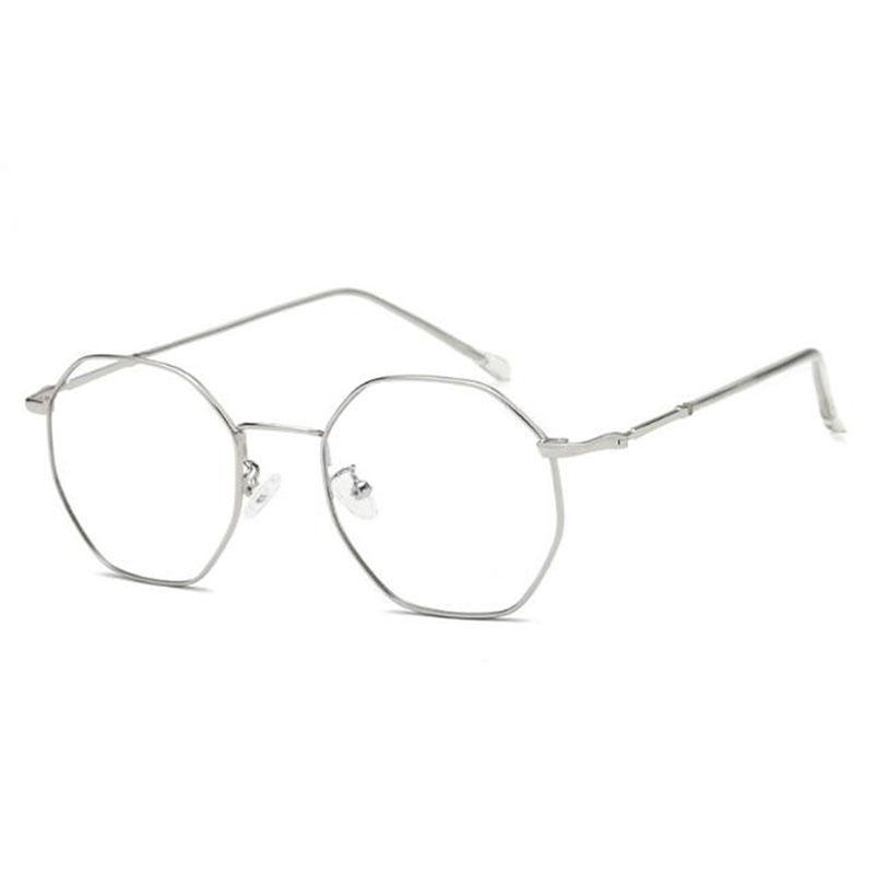 Polygon Glasses Men Vintage Octagon Blue Light Blocking Luxury Metal Eyewear 0 to -6.0 Prescription