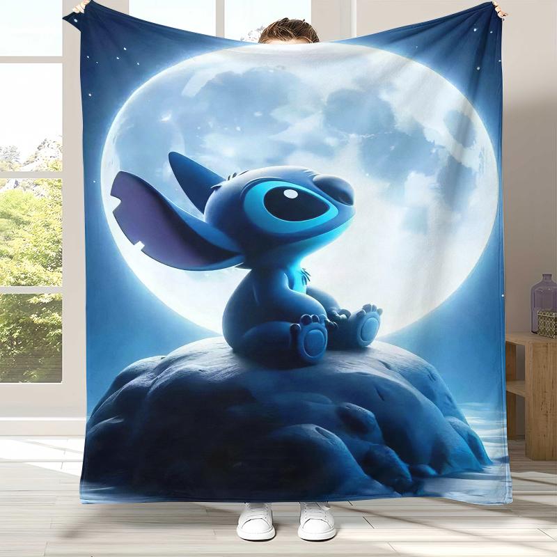 

Cartoon S-Stitch Kawaii Flannel Blanket,Ultra Soft Warm Plush Throw for Home Bedroom Bed Sofa Cover Camping Picnic gift kids 75x90cm