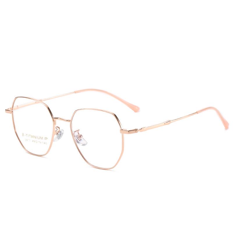 Unisex Ultra-light Titanium Polygonal Glasses Frame with Anti-blue Light for Students 2023 - Model 2417