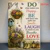 2D Flat, [2Dflat], 1pc 30x20cm- Do What Makes You Happy Vintage Tin Sign, Garden Floral Butterfly Tin Sign, Patio Farmhouse Wall Art, Inspirational Po