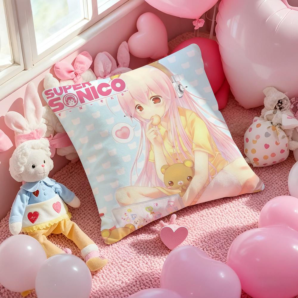 Anime Super Sonico Manga Classic Cushion Cover Pattern Printed Pillowcase for Living Room Sofa Cushion Cover & Bedroom Decor