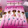 American Black Girl Duvet Cover Set,Black Girl Magic Bedding Set Full Size,Cute Little Afro Black Princess Comforter Cover Sets
