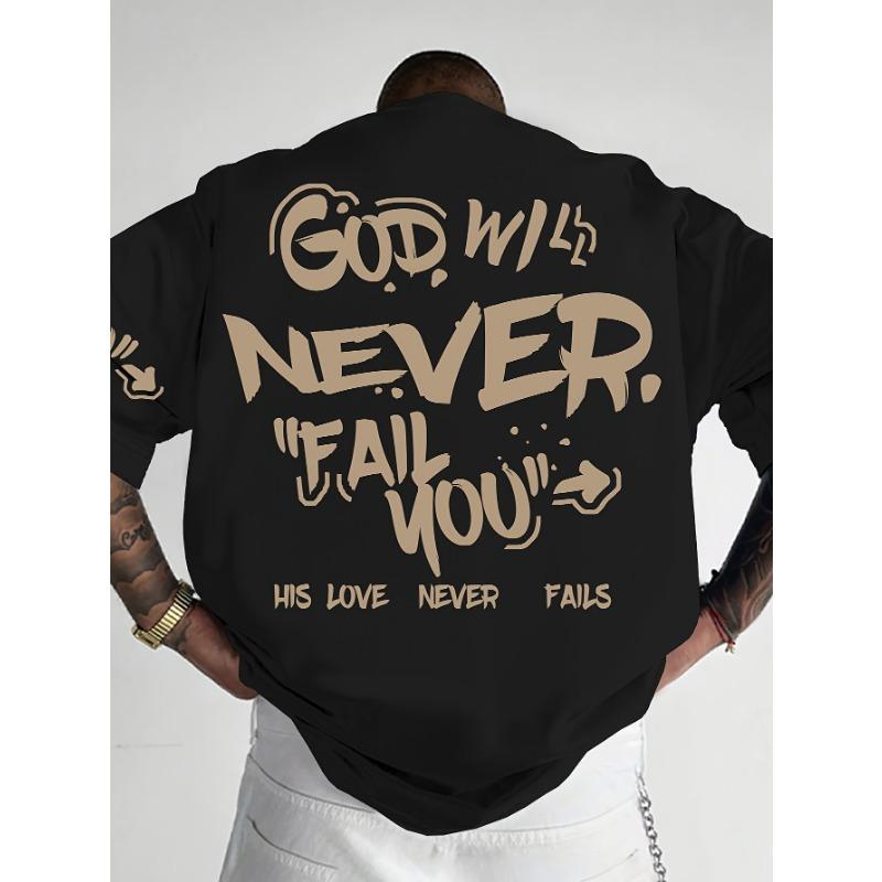 Summer New Men s Street Style Letter Printed Breathable and Comfortable Round Neck T-shirt Outdoor City High Street Top S