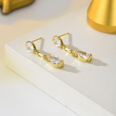 Teardrop Crystal Dangle Earrings for Women Gold/Silver Tone Water Drop CZ Drop Earrings Bridal Wedding Jewelry Gift