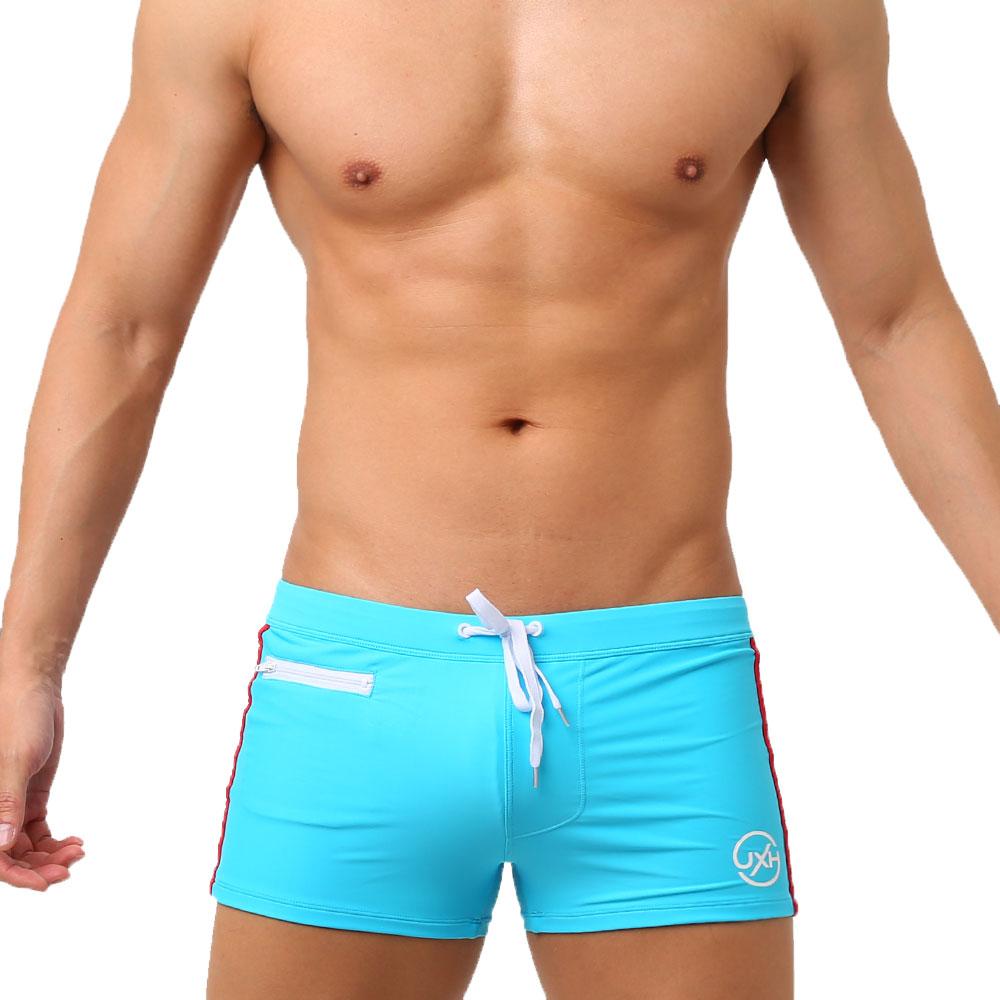 Pánské plavky přední kapsa fit Sexy plavky plážové oblečení opalování Surfování