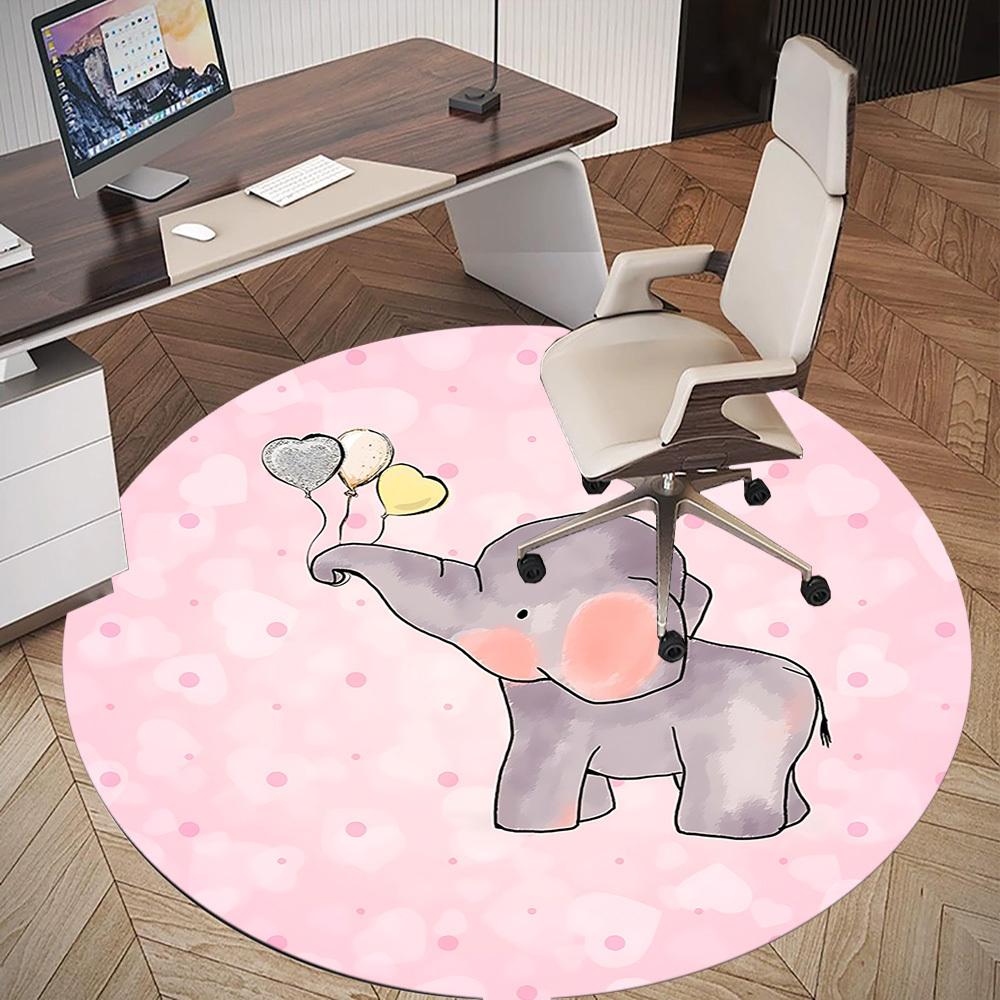 1pc Elephant Balloons Round Chair Mat Area Rug - Non-Slip, Floor Mat for Office, Bedroom, and Indoor Decor C1125307