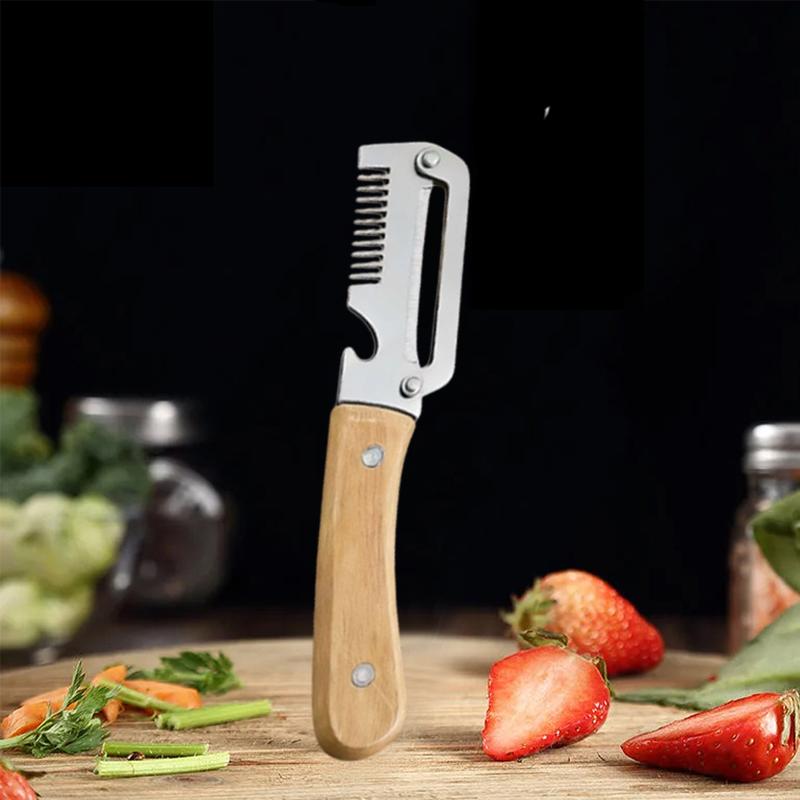 Nerūsējošā tērauda virtuves mizotājs 2-in-1 pudeļu atvērējs Dārzeņu mizotājs Augļu un dārzeņu nazis Sīpolu griešanai Virtuves rīki