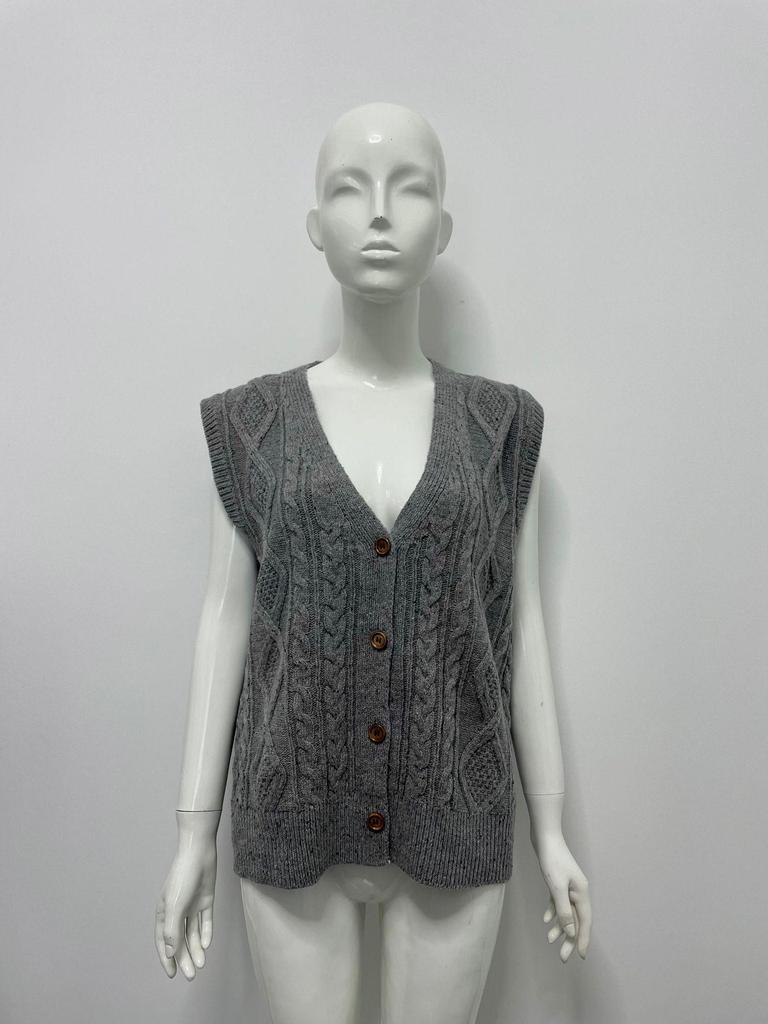 Speckled Dots Retro Diamond Button V-neck Sleeveless Autumn/Winter Women's Cardigan Vest