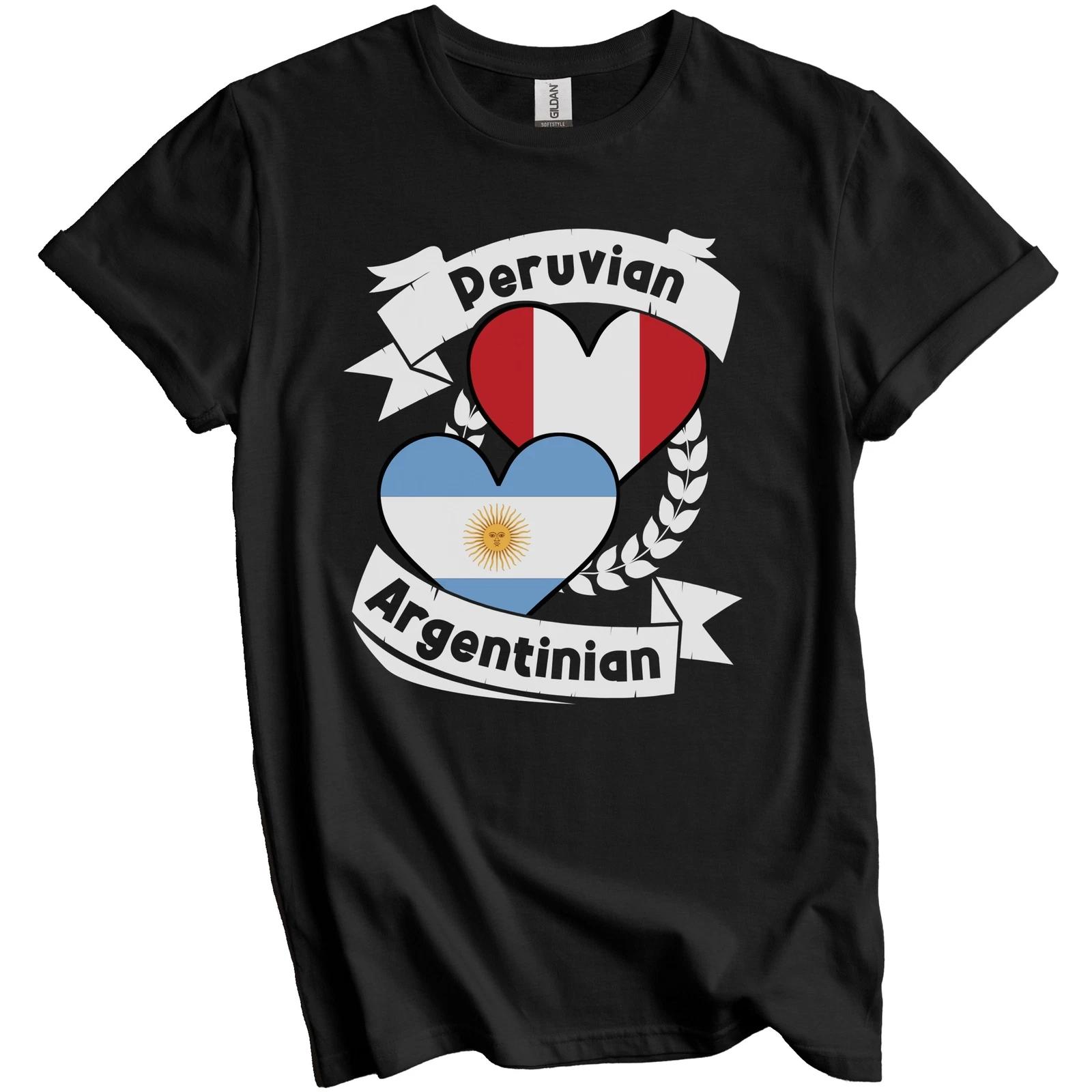 

Peruvian Argentinian Heart Flags Peru Argentina T-Shirt 3XL
