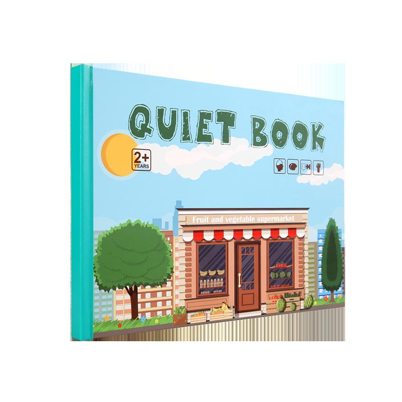 Grenzüberschreitendes Früherziehungs-Quiet-Stickerbuch für Kinder – Handgemachtes Lernspielzeug-Paket