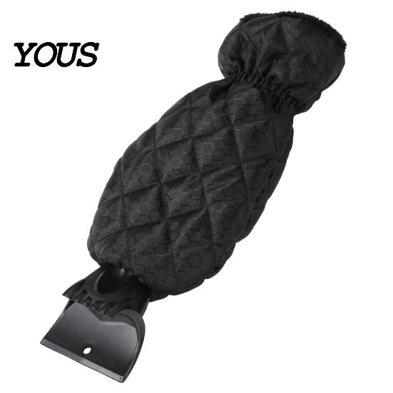 Scratch Free Glass Deicing Tool Car Snow Shovel with Built-in Glove, Integrated Winter Ice Scraper Mitt Durable for Truck Windshield Windshield,