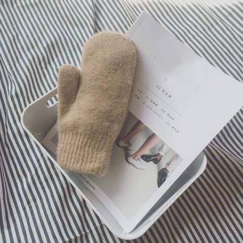 Women Winter Warm Cashmere Gloves Elastic Full Finger Mittens Soft Rabbit Fur Warm Plush Gloves Girls Knitted Riding Gloves