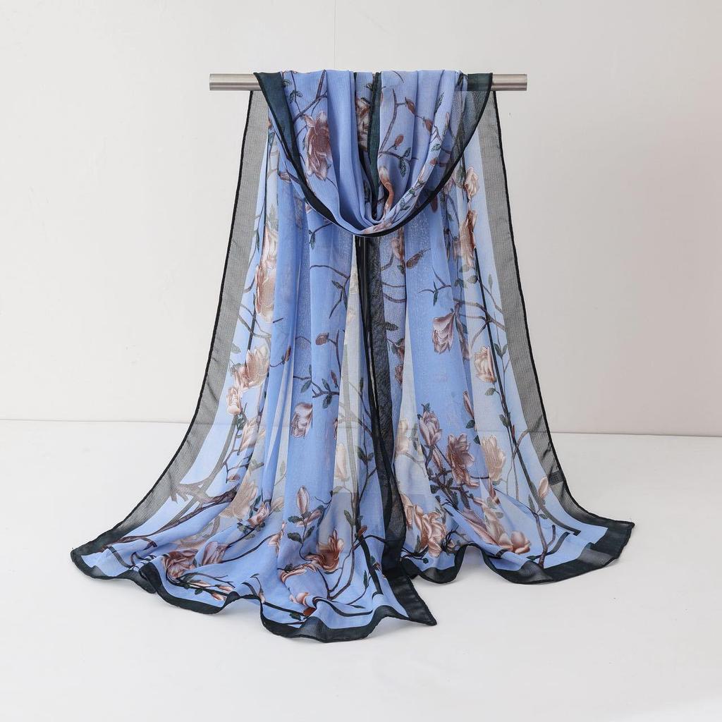 Zonbeschermende Zijde Chiffon Sjaal - Lente/Herfst Bedrukte Strandlaken Nek Sjaal Cadeau