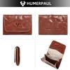 HUMERPAUL Ladies wallet first layer cowhide solid color convenient retro style short coin purse credit card storage leather solid color card case
