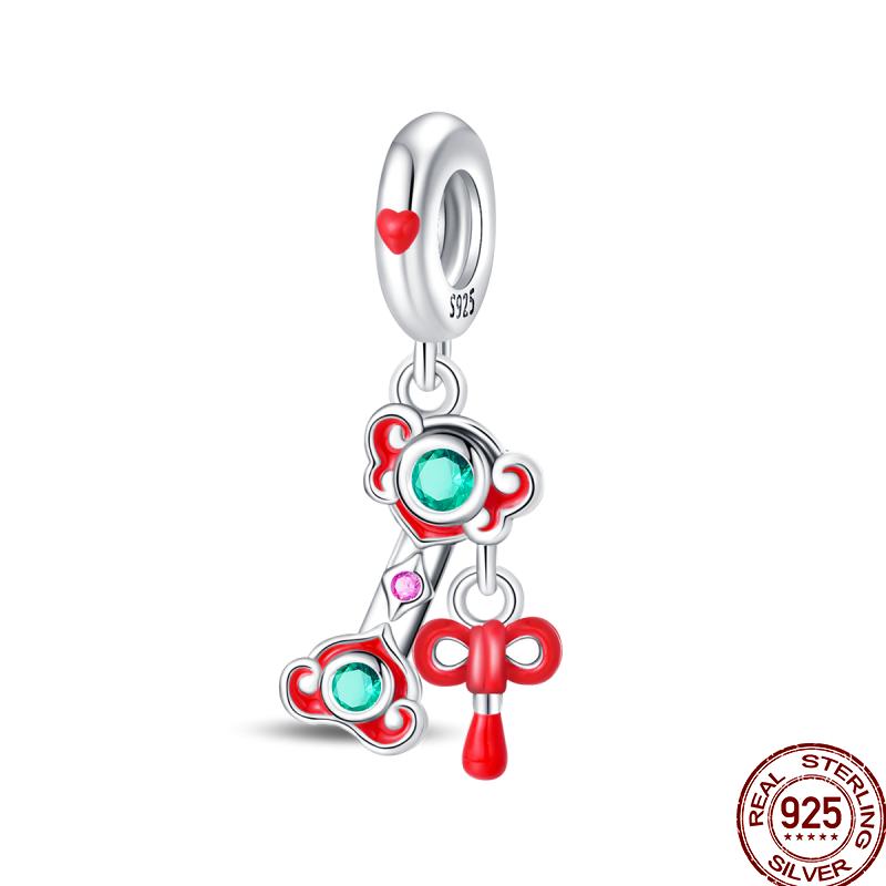 Year Series Copper Lucky Fit 3Mm Bracelets Diy Jewelry Cat God Of Wealth Lion Dance Koi Fish Charms Bead