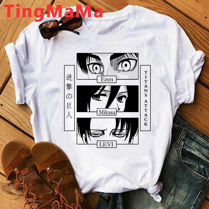 Japanese Anime Attack On Titan T Shirt Unisex Shingeki No Kyojin Eren Yeager T-shirt Cartoon Titans Attack Graphic Tshirt Unisex