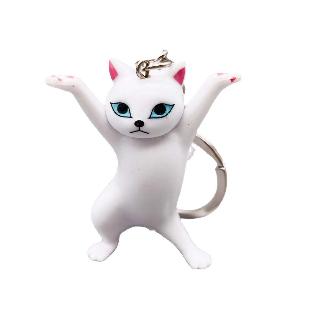 Cute Cat Figurine Keychain Creative Accessories for Women and Kids Couple Family Keychain Pendant