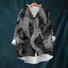 Women's Loose Ruffled Retro Floral Print Stand Collar Long Sleeve Cotton And Linen Top