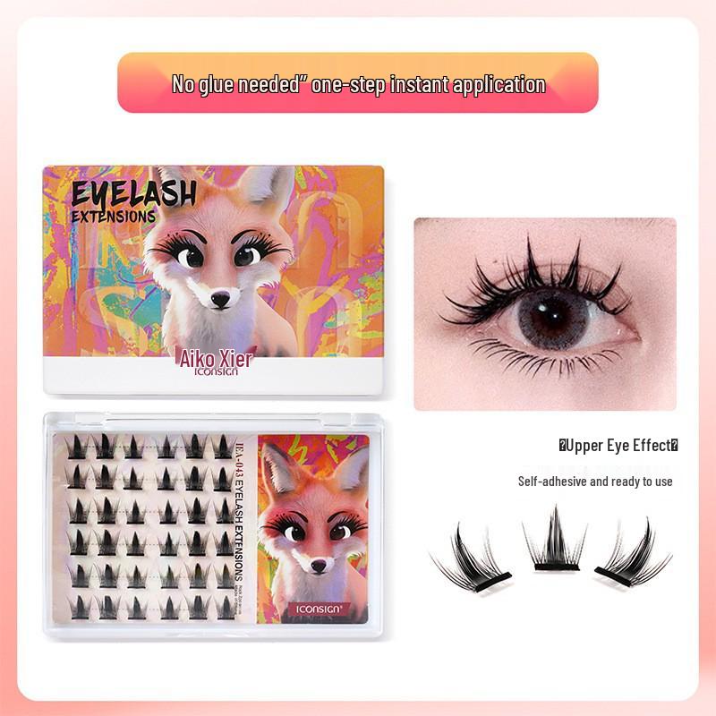 

ICONSIGN Self-Adhesive Semi-Permanent Eyelashes - Lazy Sunflower Cluster, Glue-Free Natural Look