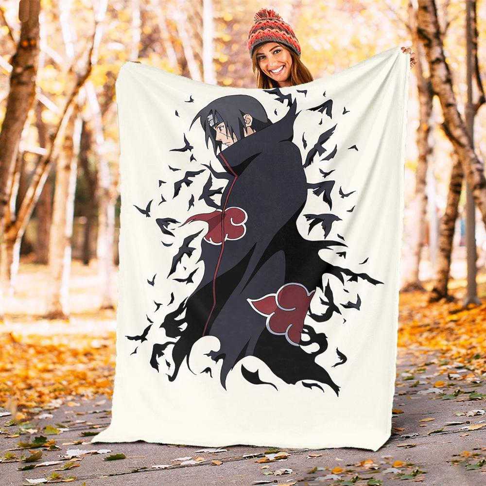1 Manta de Franela con Diseño Temático Sharingan - Suave y Cálida Impresa en 3D, Ligera para Todas las Estaciones, Manta para Acampar, Viajar, Cama-080756