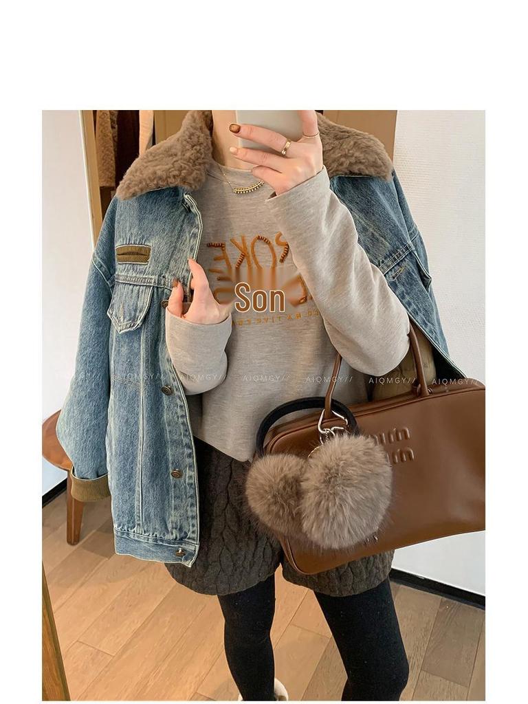 Women's 2025 Winter Round Neck Letter Embroidery Long Sleeve T-Shirt – New Fashionable Loose and Versatile Top