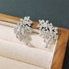 Vintage  Firework Stud Earrings For Women Elegant Double Row Imitation Pearl Earring Girl Party Wedding Jewelry