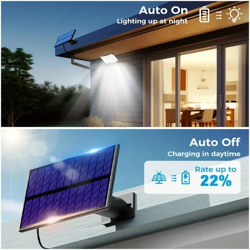 Lumini Solare pentru Exterior, Lampă Solară de Exterior cu Senzor de Mișcare, Lampă de Perete Impermeabilă pentru Curte, Garaj, Lampă Solară de Inundații pentru Securitate