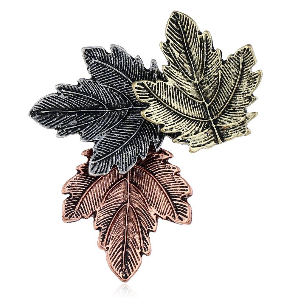 

Gift Maple Leaf Shape Girl Fashion Jewelry Brooch Garment Accessories Pin Brown-Silver