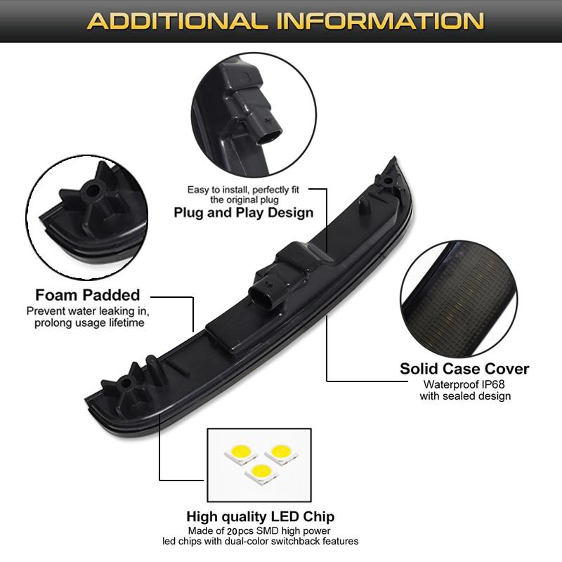 For Chrysler 300 Front Rear Bumper LED Side Fender Marker Light Parking Light Front Amber Turn Signal Lights 2015-2021 12V Back Up Lights 1