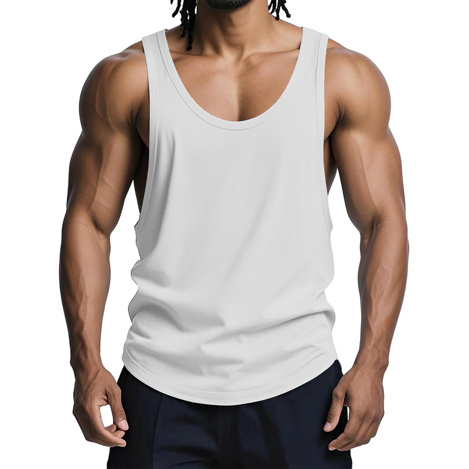 

Мужской облегающий повседневный полуоткрытый базовый слой без рукавов, жилет для фитнеса и спорта на открытом воздухе XXXL белый