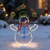 Christmas Snowman Metal Garden Decor With Lights For Holiday Festivities