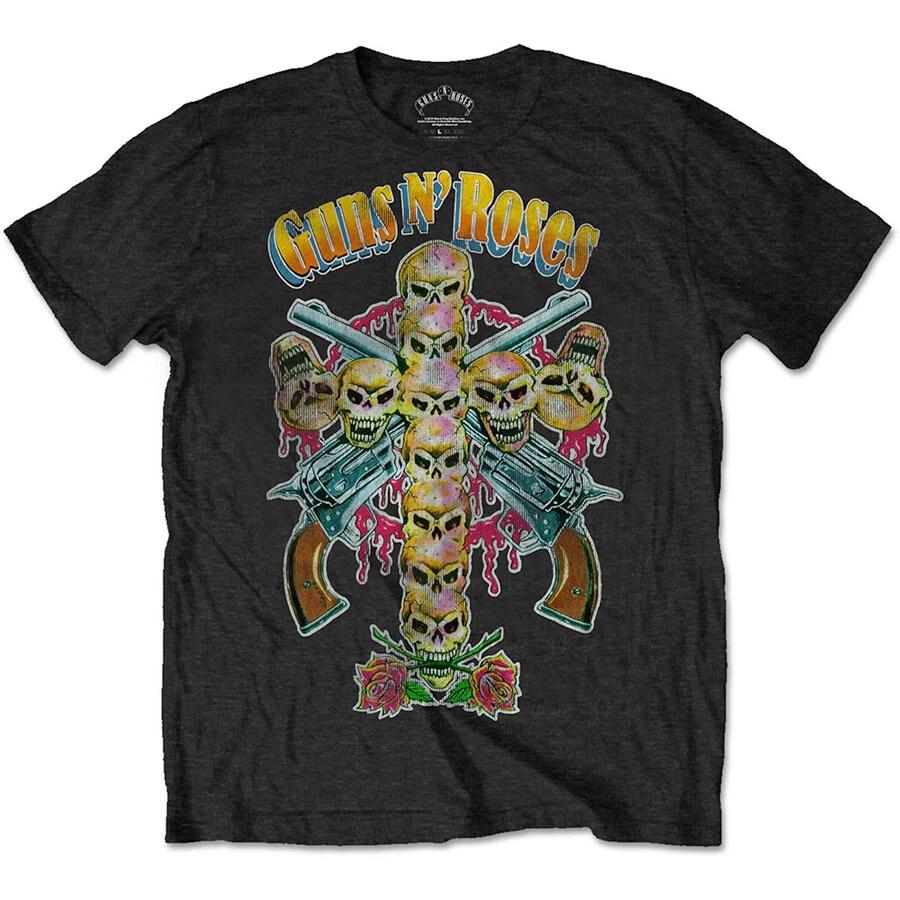 Guns N Roses - Skull Cross-Retro 80 s - Black t-shirt XL