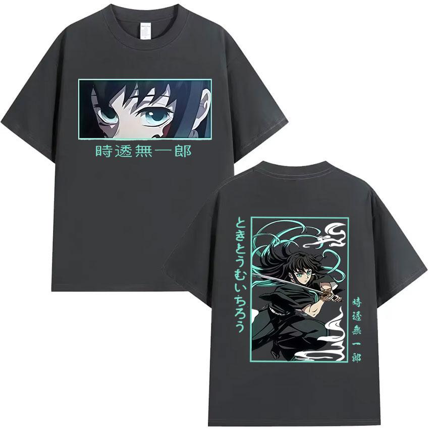 Japanese Anime Muichiro Tokito Graphic T Shirt Mens Women Fashion Oversized T-Shirts Cozy Manga Style Short Sleeve T Shirts Tops