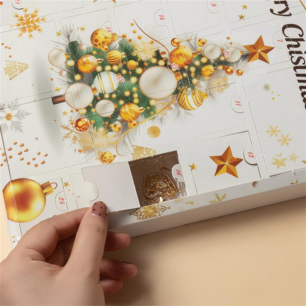 2024 Christmas Countdown Calendar 24 Day Jewelry Advent Calendar Box Set for Women Present Holiday Decoration