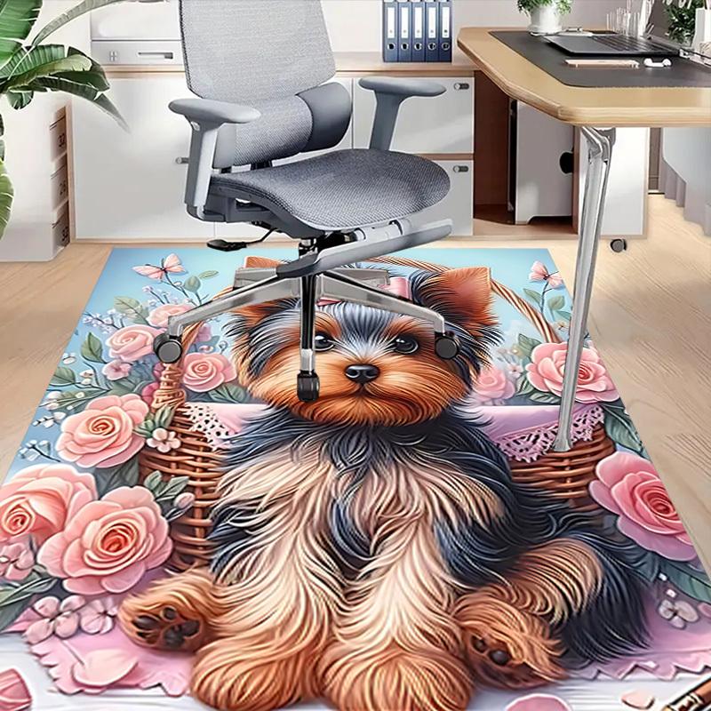1PC Dog Flowers Carpet Ultra Soft, Thick & Absorbent, Non Slip Machine Washable Mat for Entryway