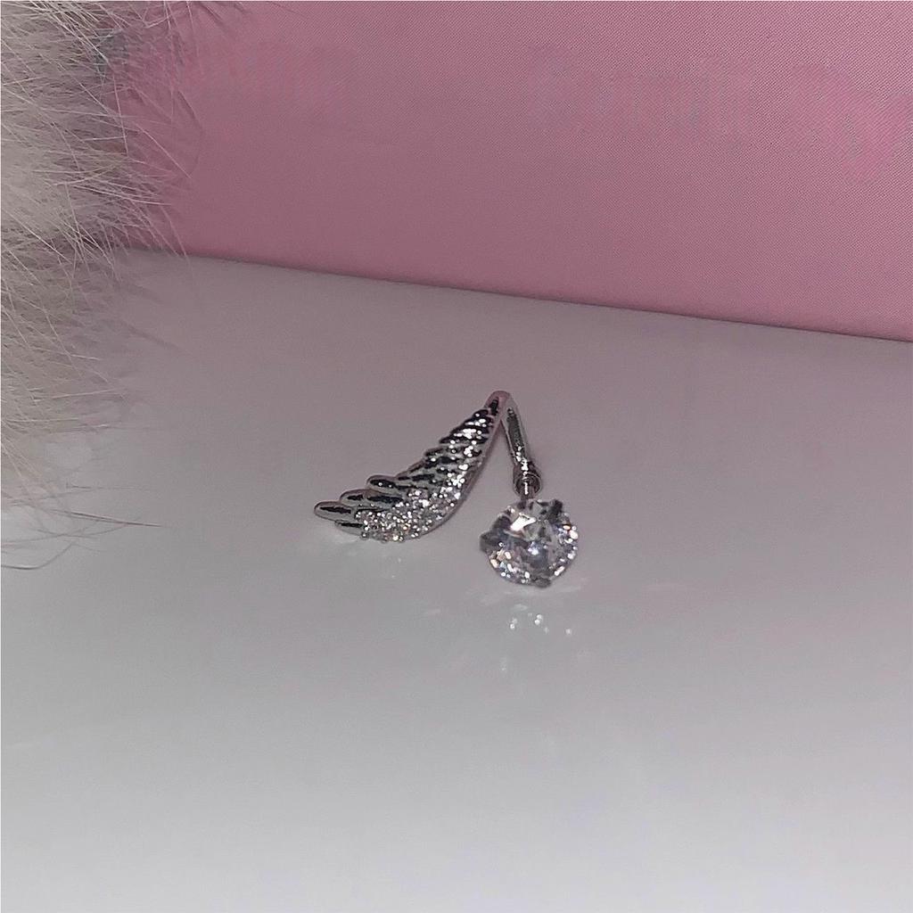 Alloy Wing Ear Bone Nail Sparkling Rhinestones Cartilage Stud Earring Handmade Ear Jewelry For Women Daily Wear
