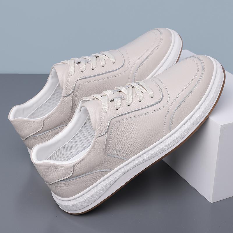 Little White Shoes Hollow Breathable Casual Shoes Men's First Layer Cowhide Low-top Board Shoes Versatile