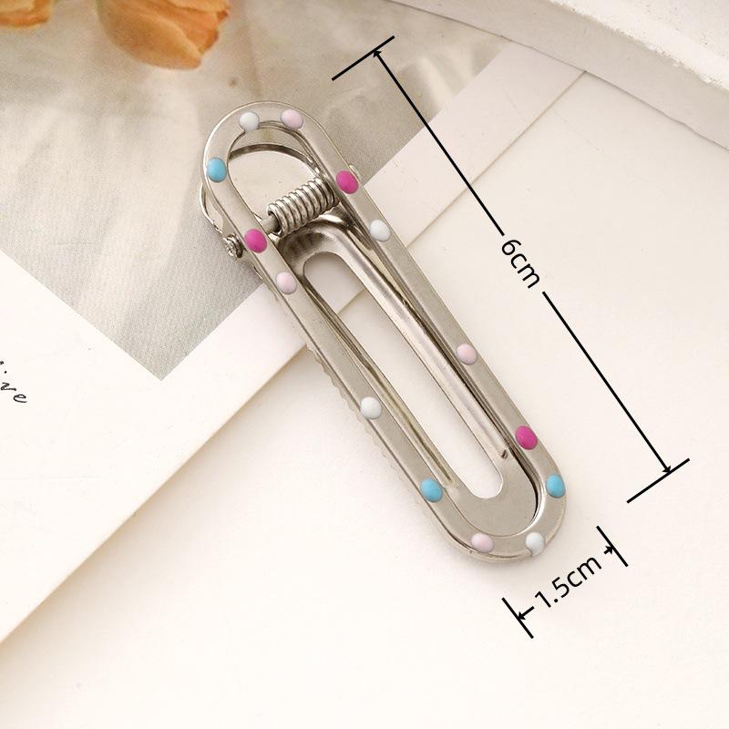 6cm Colored Polka Dot Metal Hair Clip, Side/Duckbill/Straight Clip, Cloud-Style Bangs Clip, Handmade Hair Accessory
